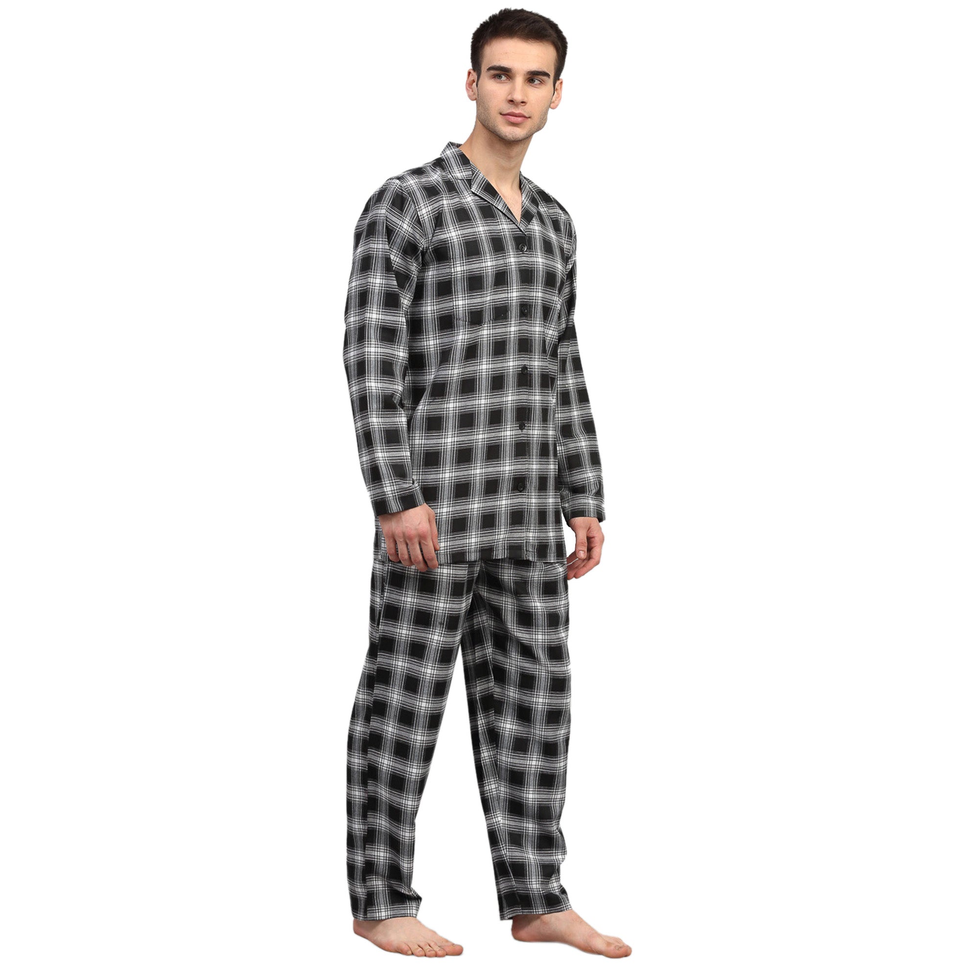 Full Length Black and Grey Ladies Cotton Check Printed Night Suit, Size:  Large at Rs 320/piece in Jaipur